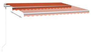 VidaXL narancssárga-barna kézzel kihúzható LED-es napellenző 4,5x3,5 m