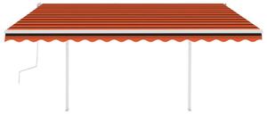 VidaXL narancssárga-barna kézzel kihúzható LED-es napellenző 4,5x3,5 m