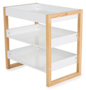 Timber fa pelenkázó állvány polccal fehér/natúr