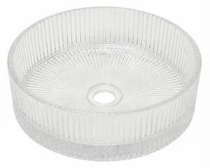 Pultba süllyeszthető mosdó SAT Purity 36x36 cm víztiszta csaptelep furat nélkül, túlfolyó nélkül SATGLA3636PT