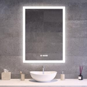 Álló fürdőszobai LED tükör 70x90cm | Páramentesítő - Óra - Fényerő és színhőmérséklet szabályozás | Welland Luxury-Line