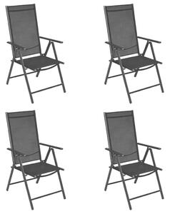 VidaXL 4 db fekete összecsukható alumínium és textilén kerti szék