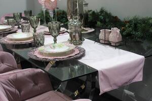 Rózsaszín bársony asztali futó 150cm