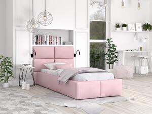 DONY kárpitozott ágy ágyneműtartóval 90x200 - rózsaszín