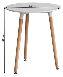 KONDELA Étkezőasztal, fehér/bükk, átmérő 60 cm, ELCAN