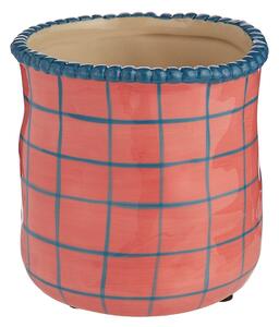 POTTERY kaspó, pink-kék kockás