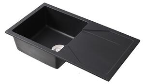 Gori szögletes egy medence + csepegtető gránit mosogató szifonnal fekete