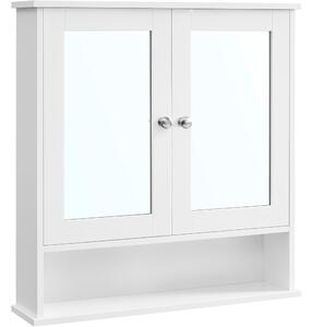 Fali tükrös fürdőszoba szekrény, fehér 56x13x58cm