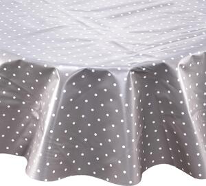 WATERPROOF lemosható asztalterítő, szürke pöttyös Ø 140cm