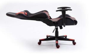 Dark Gamer szék nyak- és derékpárnával, Ökobőr, 130 kg, Fekete-piros