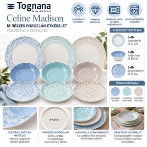 Tognana Celine Madison 18 részes porcelán étkészlet 6 személyes többszínű mintás
