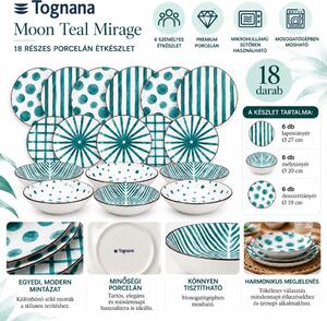 Tognana Moon Teal Mirage 18 részes porcelán étkészlet 6 személyes zöld mintás
