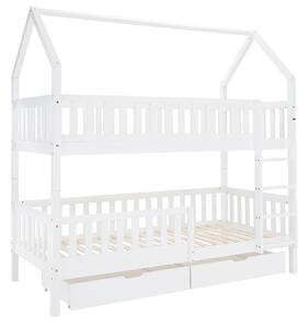 Gyerek emeletes ágy 90 cm Virtuoso (fehér) (ágyráccsal) (tárolóhellyel)