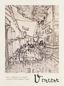 Reprodukció Café Terrace at Night Sketch - Vincent van Gogh, (30 x 40 cm)