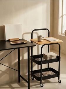 Sinsay - Fém gurulós kocsi asztallappal és polcokkal - fekete
