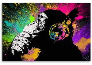 Gario Vászonkép Banksy színes majom Méret: 60 x 40 cm
