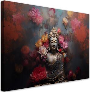 Gario Vászonkép Buddha virágokkal körülvéve Méret: 60 x 40 cm