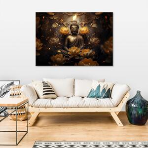 Gario Vászonkép Arany Buddha és lótuszvirág Méret: 60 x 40 cm