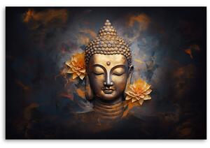 Gario Vászonkép Arany Buddha és virágok Méret: 60 x 40 cm