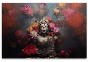 Gario Vászonkép Buddha virágokkal körülvéve Méret: 60 x 40 cm
