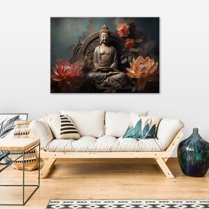 Gario Vászonkép Buddha szobor és virágok Méret: 60 x 40 cm