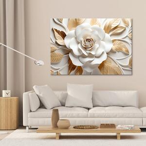 Gario Vászonkép Fehér virág és arany levelek Méret: 60 x 40 cm