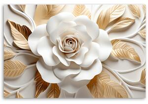 Gario Vászonkép Fehér virág és arany levelek Méret: 60 x 40 cm