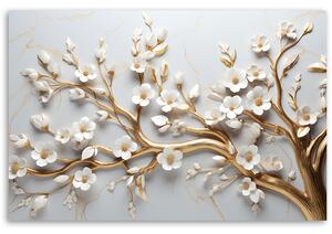 Gario Vászonkép Arany ág fehér magnólia virágokkal Méret: 60 x 40 cm