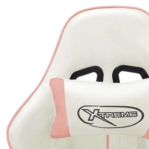 VidaXL műbőr Gamer szék, Műbőr, Fehér-rózsaszín
