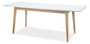 Széthúzható étkezőasztal 120-165 cm Carrie (matt fehér + tölgy) (4 6 fő részére). 1050042
