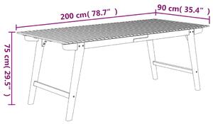 VidaXL tömör akácfa kerti asztal 200 x 90 x 75 cm