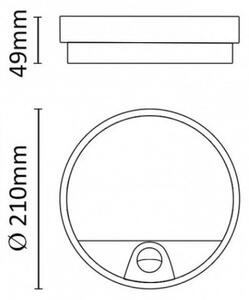 LED panel , mennyezeti lámpa , 15W , kerek , természetes fehér , mozgásérzékelős , IP54