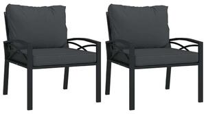 2 db acél kerti szék szürke párnákkal 68 x 76 x 79 cm