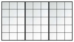 Tripla Fali Tükör - Fekete Fém Keret - 180x60 cm