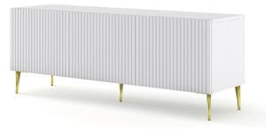 RAVENNA TV-állvány 150 cm, matt fehér, arany lábakkal RAVENNA B TV STAND 3D