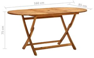 VidaXL tömör akácfa összecsukható kerti asztal 160 x 85 x 75 cm