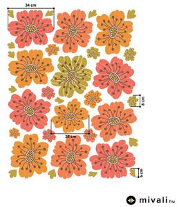 Falmatricák - Piros-narancssárga virágok