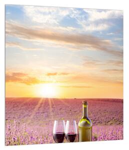 Levandulás mező és bor képe (30x30 cm)
