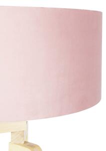 Állólámpa állványfa rózsaszín bársony árnyalattal 50 cm - Puros