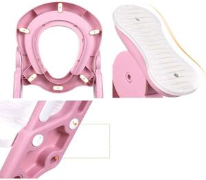 Bamny gyermek WC-ülőke, lépcsős kialakítás - rózsaszín fehér AMO-UT06