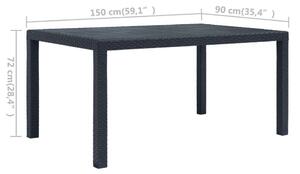 VidaXL antracit rattan hatású műanyag kerti asztal 150 x 90 x 72 cm