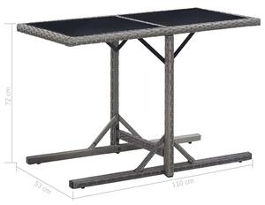VidaXL antracitszürke polyrattan és üveglapos kerti asztal 110x53x72cm