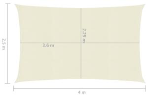 VidaXL krémszínű HDPE napvitorla 160 g/m² 2,5 x 4 m