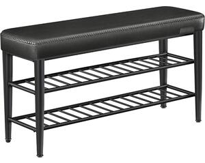 VASAGLE EKHO modern műbőr cipős pad, 100 cm, tintafekete