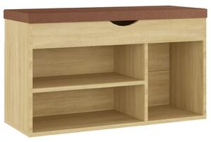 Sonoma tölgy forgácslap cipőtároló pad párnával 80 x 30 x 47 cm (326762)