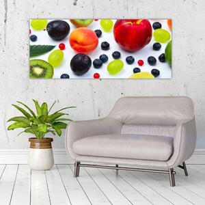 Vízcseppekkel ellátott gyümölcs képe (120x50 cm)