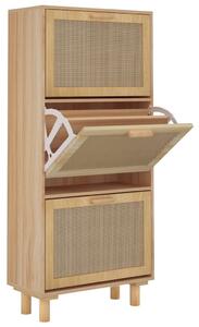 Barna szerelt fa és természetes rattan cipőszekrény 52x25x80 cm (345650)