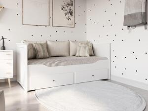 Széthúzható ágy 80x200 cm két tárolóval és matracok Helmes fehér
