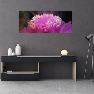 Rózsaszín virág képe a füstben (120x50 cm)