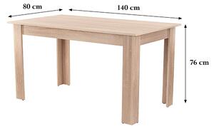 Yorki Standard étkezőasztal 140x80 cm sonoma tölgy